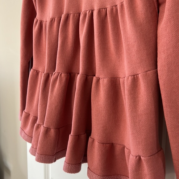 Anthropologie Dusty Rose Open Front Jacket w Tiered Ruffled Back & Pockets - Picture 11 of 11